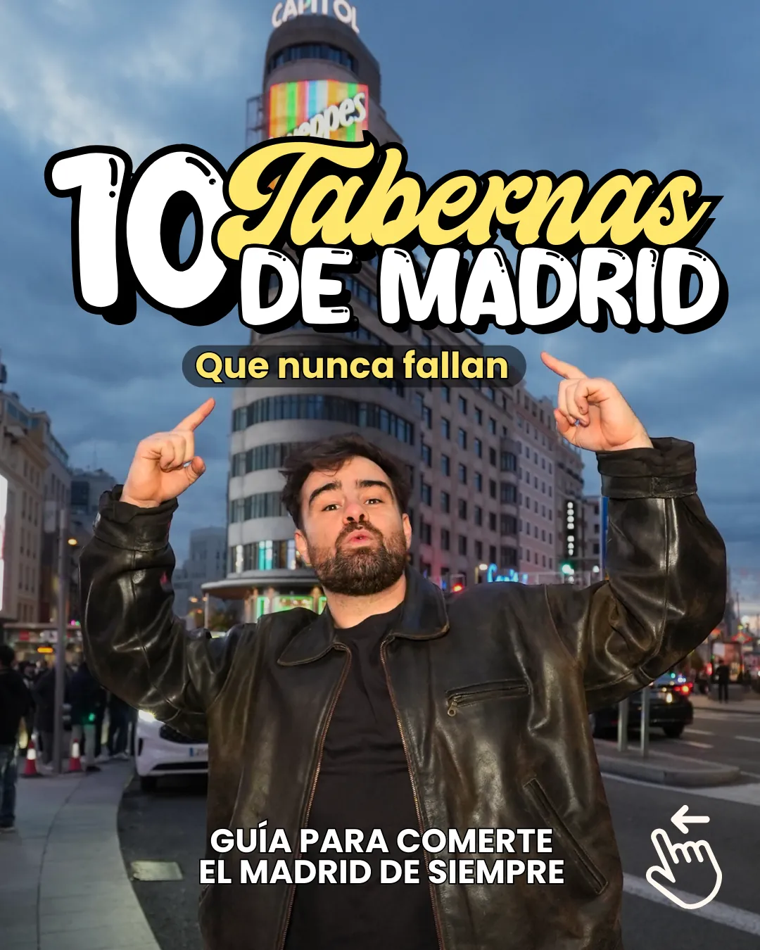 Primera diapositiva del carrusel para Kino Jerez con un diseño editorial moderno enfocado en tabernas tradicionales de Madrid.